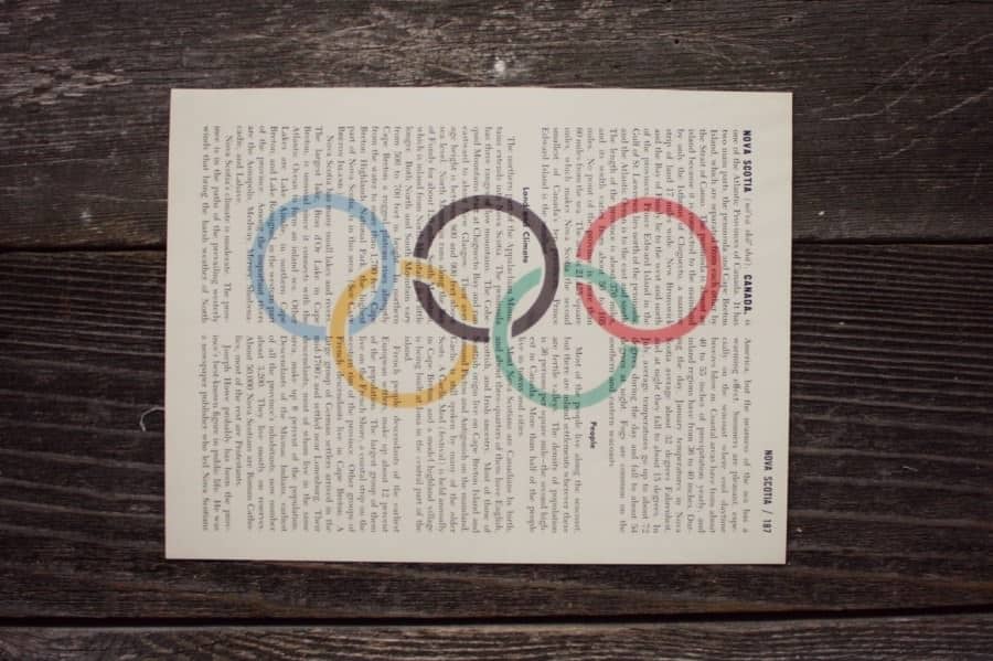 olympic rings vintage book print